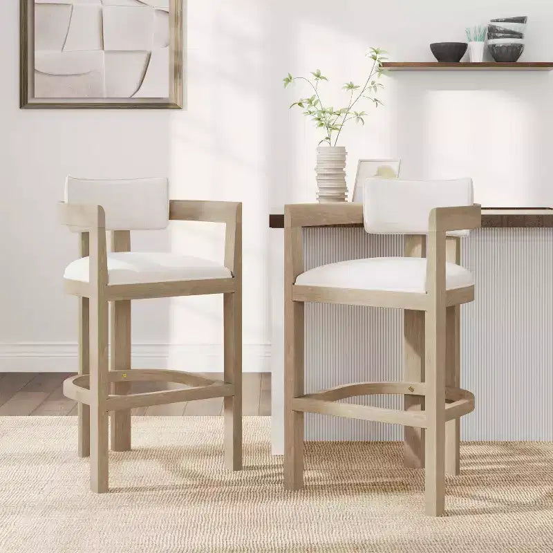 Tabouret de bar rembourré en hévéa Christopher Knight Home Peyton avec dossier ouvert incurvé (lot de 2)