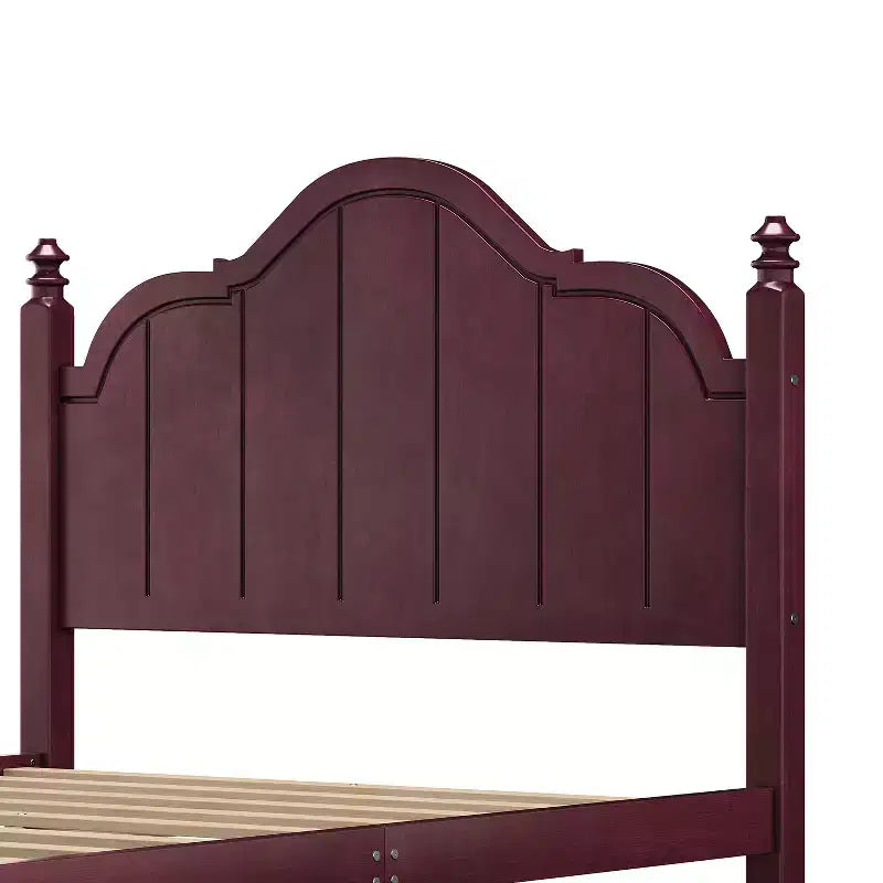 Vintage-Queen-Plattformbettgestell - Massives Kiefernholz, MDF-Kopfteil, kein Boxspring erforderlich