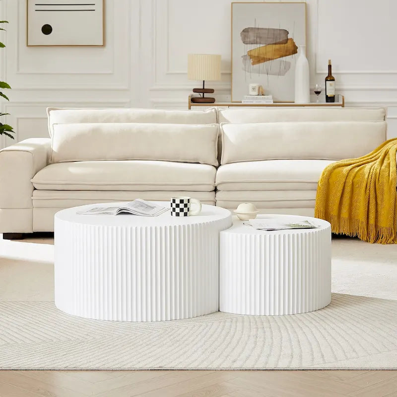 Moderne glamoureuze ronde nesting-bijzettafelset voor de woonkamer (set van 2), niet gemonteerd