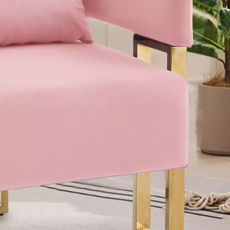 Set van 2 moderne gestoffeerde fauteuils met gouden metalen poten voor woonkamer, slaapkamer of kantoor