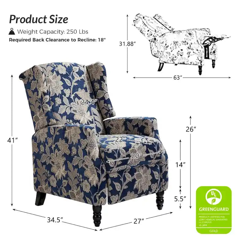 Handmatige relaxfauteuil in mid-century modern-stijl met wingback-ontwerp