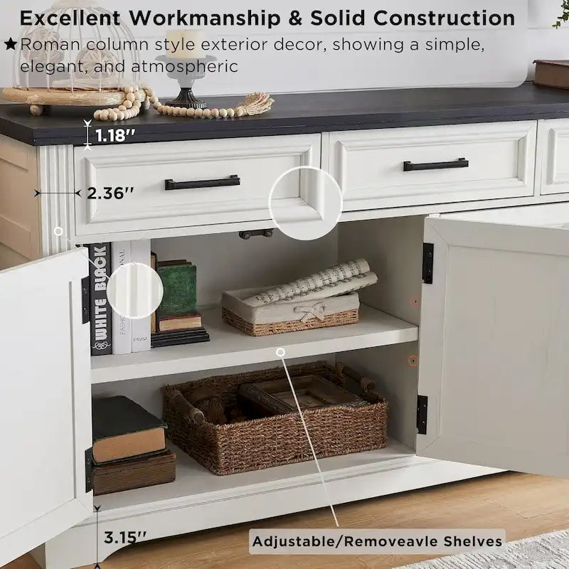 Credenza a buffet in stile rustico, mobile per angolo caffè o bar per vini per sala da pranzo - N/A