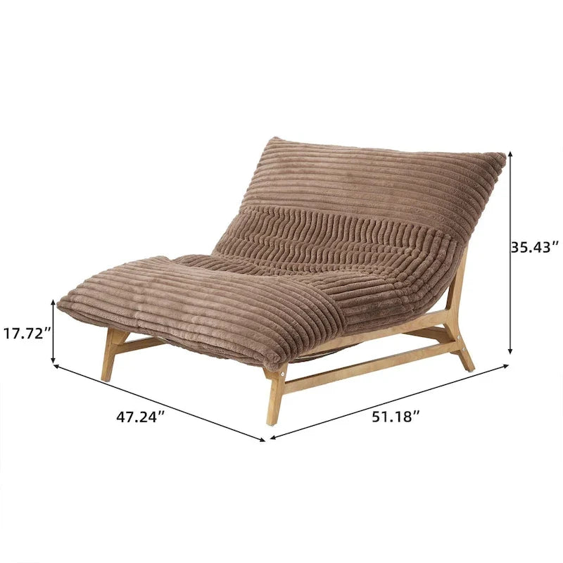 Fauteuil poire d’appoint grand format en peluche, avec structure en bois massif, confortable et garni de duvet