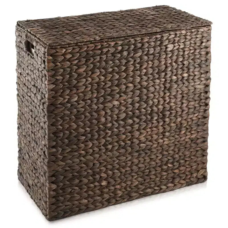 Panier à linge Casafield à 2 compartiments avec couvercle et sacs doublure amovibles, panier de tri tressé en jacinthe d’eau pour vêtements