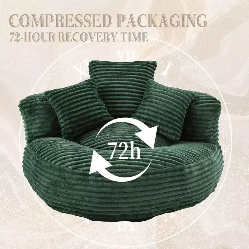 Sitzsacksofa für Erwachsene und Kinder, übergroßer Cord-Sitzsack mit 3 Kissen und Armlehnen für Wohnzimmer und Schlafzimmer - ModernLuxe