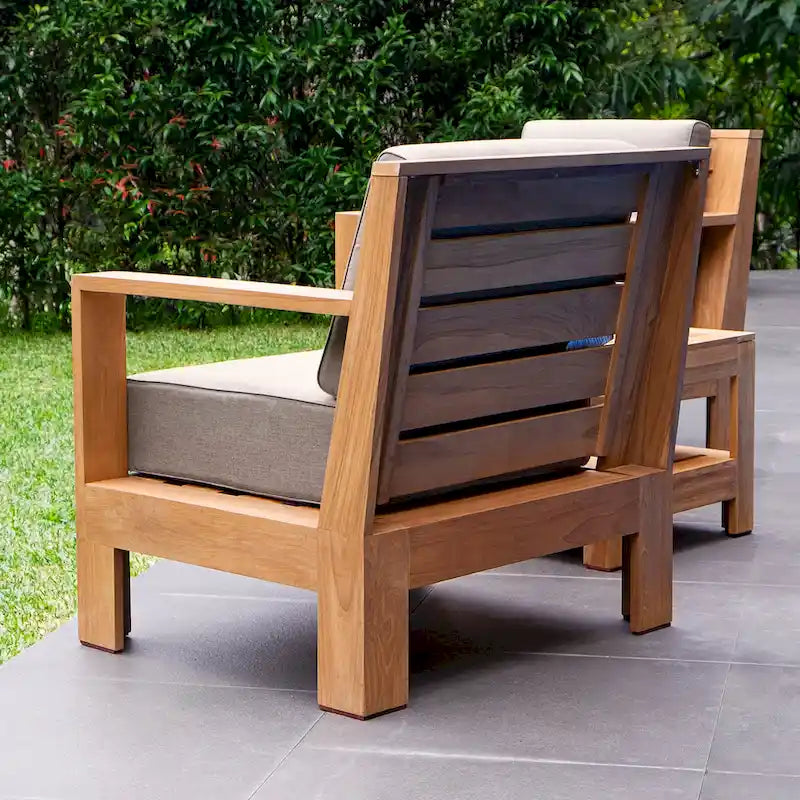Cambridge Casual Logan 3-teiliges Teakholz-Set für draußen mit Sunbrella-Kissen