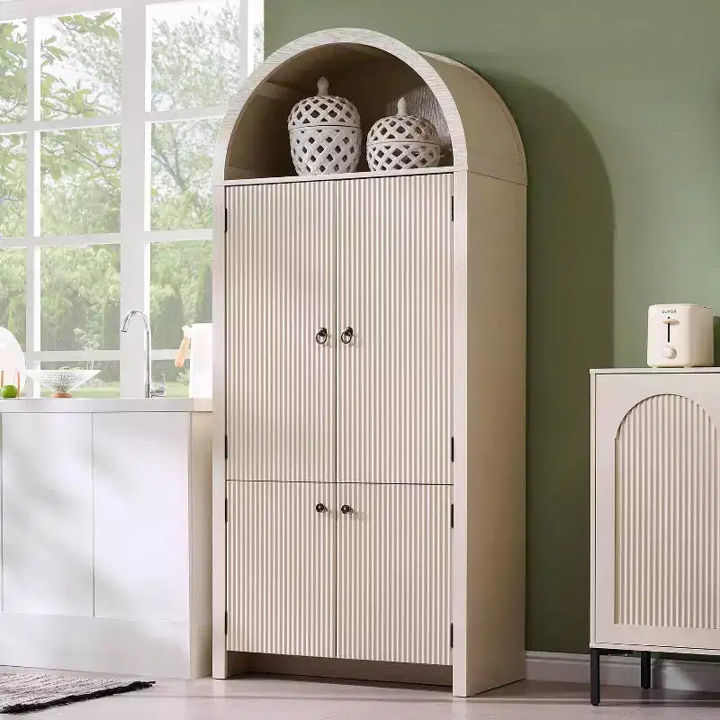 Dispensa da cucina alta 71 con arco, mobile contenitore moderno con 3 ripiani regolabili e 6 ripiani nelle ante, per cucina e soggiorno