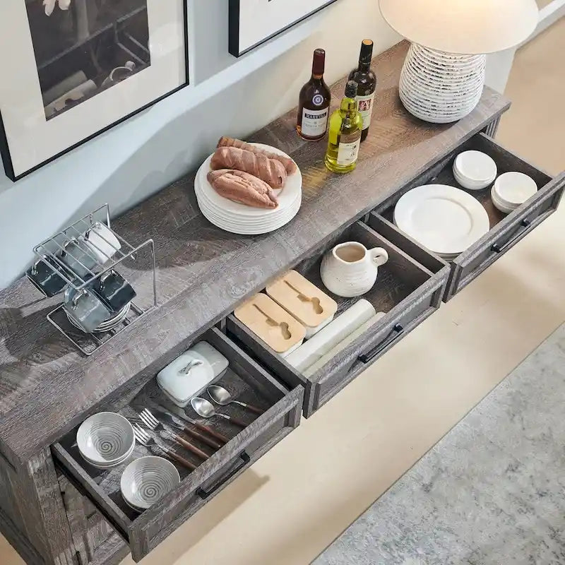 Credenza a buffet in stile rustico, mobile per angolo caffè o bar per vini per sala da pranzo - N/A