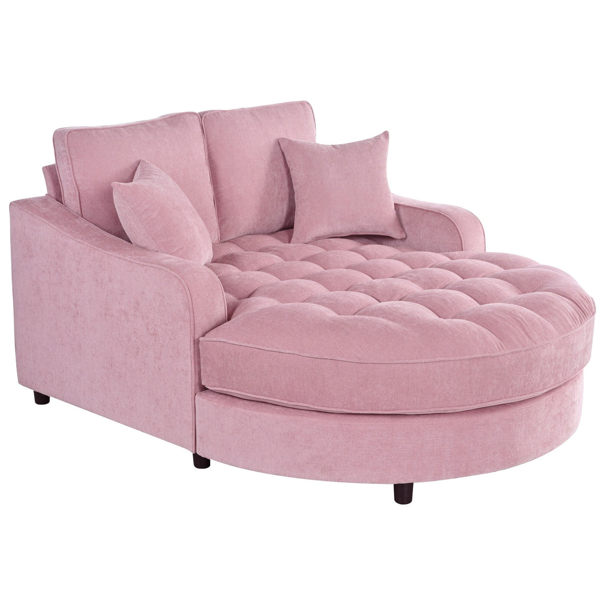 Chaiselongue-Schlafsofa aus Chenille, gepolstertes Sofa mit gesteppter Rückenlehne und 2 abnehmbaren Kissen für das Wohnzimmer
