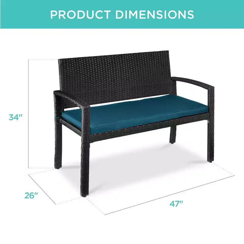 Best Choice Products Outdoor-Gartenbank aus Korbgeflecht für 2 Personen, Garten- und Terrassenmöbel mit einer Tragkraft von 700lb, Kissen