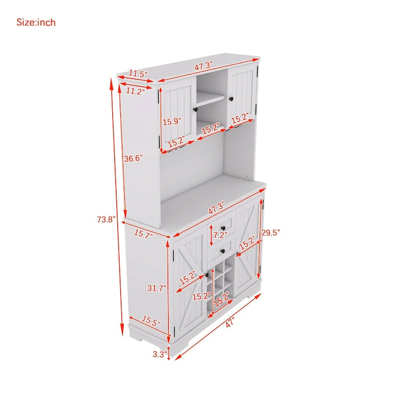73.8H Kitchen Cabinet with Storage