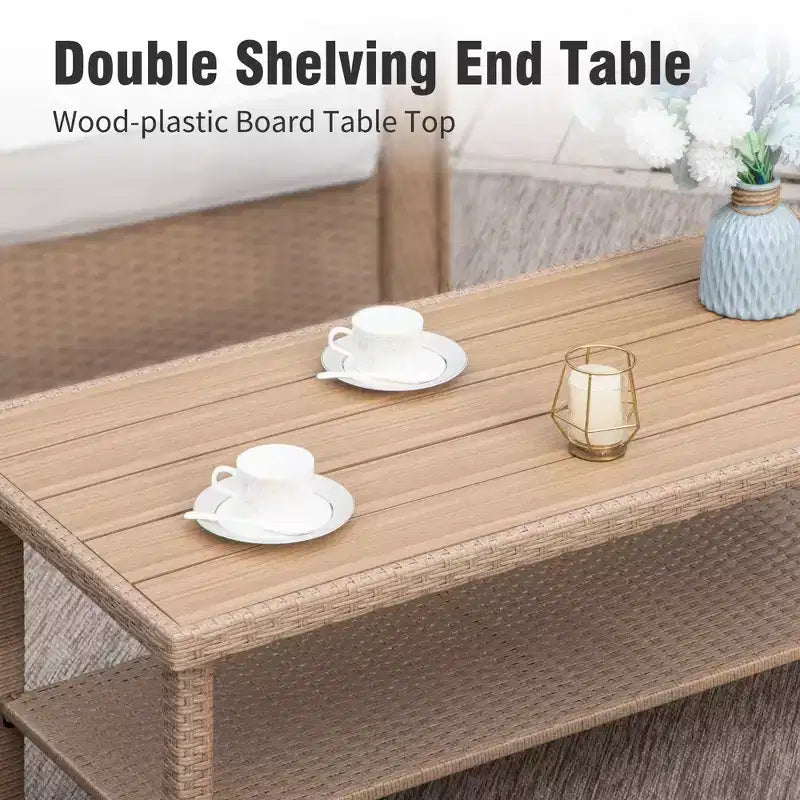 Ensemble de salon de jardin en résine tressée de luxe Captiva Designs, 6 pièces, avec accoudoirs incurvés et coussins