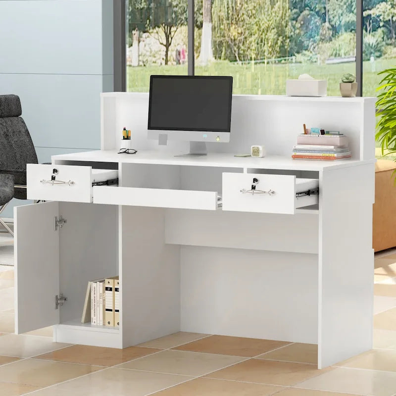 Bureau d’accueil rectangulaire en bois, bureau secrétaire, bureau d’ordinateur