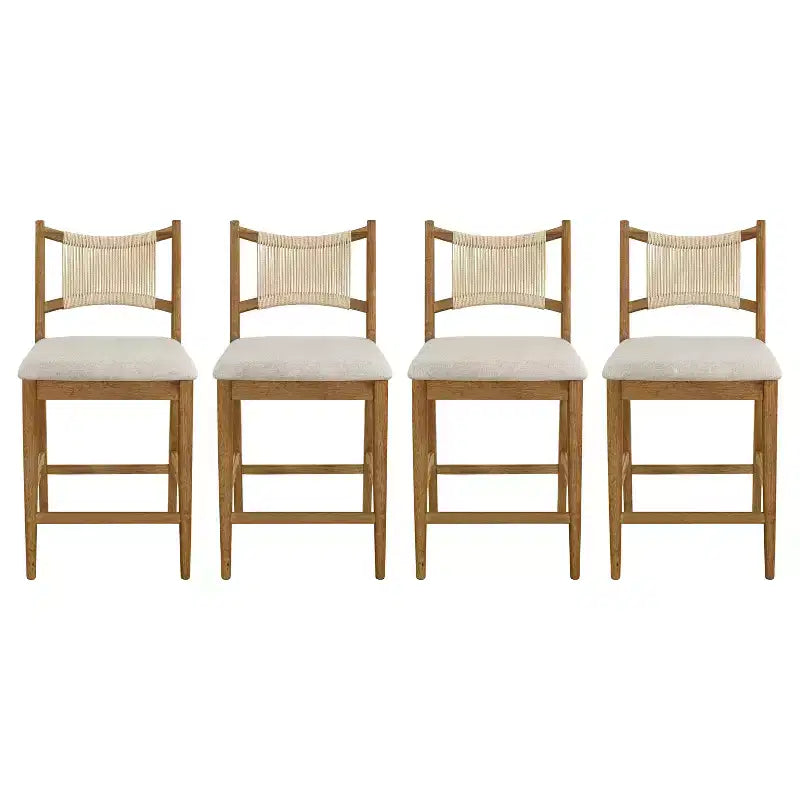Christopher Knight Home Natalie Modern Rubberwood Upholstered Counter Stools with Woven Rope Backrest (Set of 4)