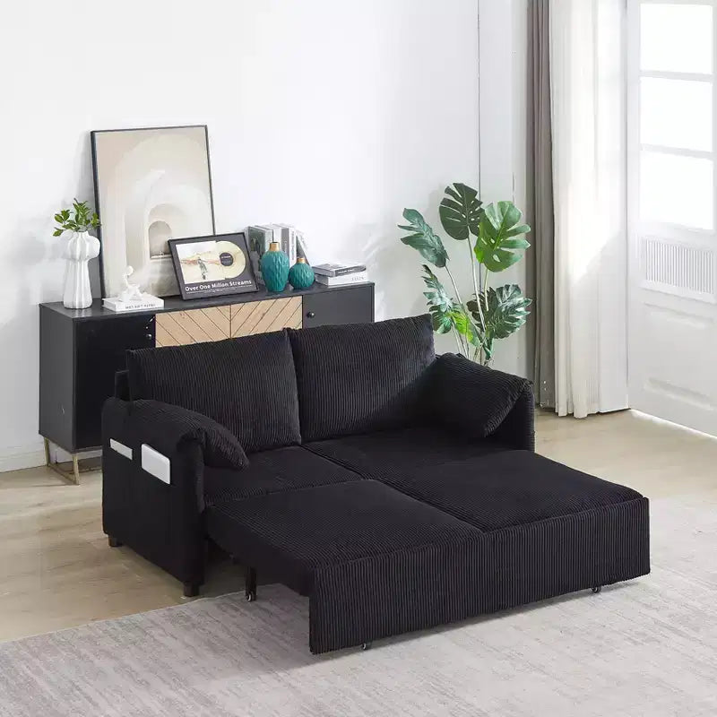 64.5 3-in-1-Schlafsofa aus Cord mit ausziehbarem Bett