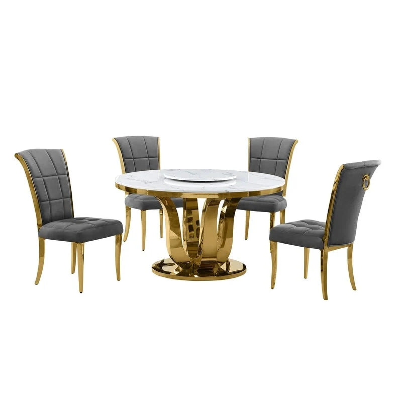 Best Quality Furniture D325-SC324-7 runde Essgruppe, 5-teilig