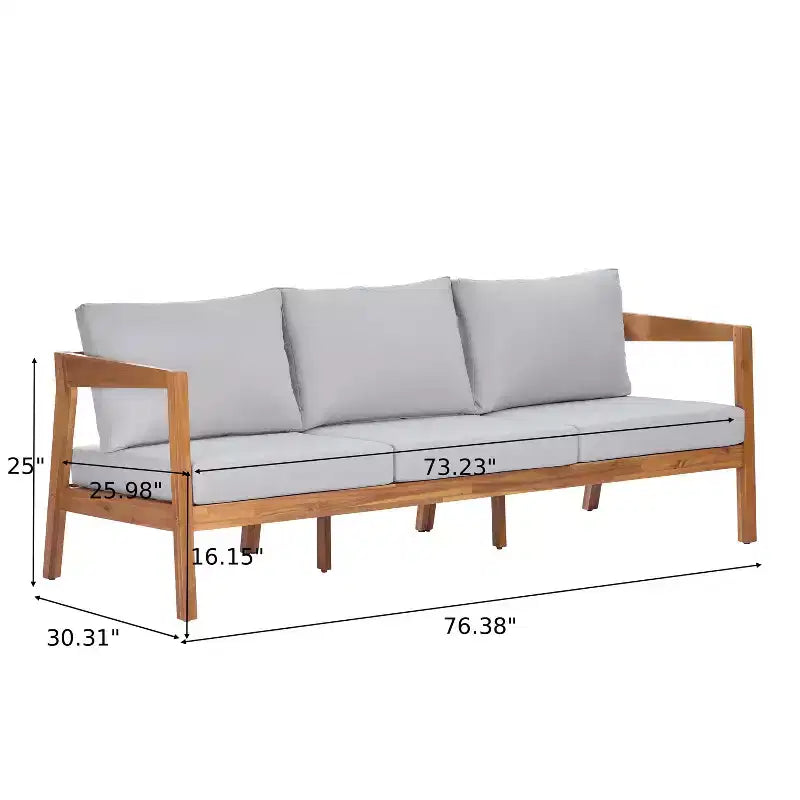 Ensemble de salon de jardin 4/5 pièces en bois d’acacia ModernLuxe, salon d’extérieur avec table basse pour porche/jardin/balcon