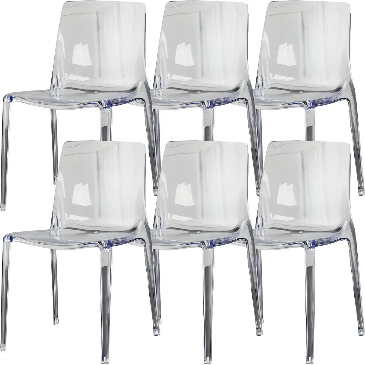 Bernsteinfarbener Acryl-Esszimmerstuhl ohne Armlehnen mit niedriger Rückenlehne