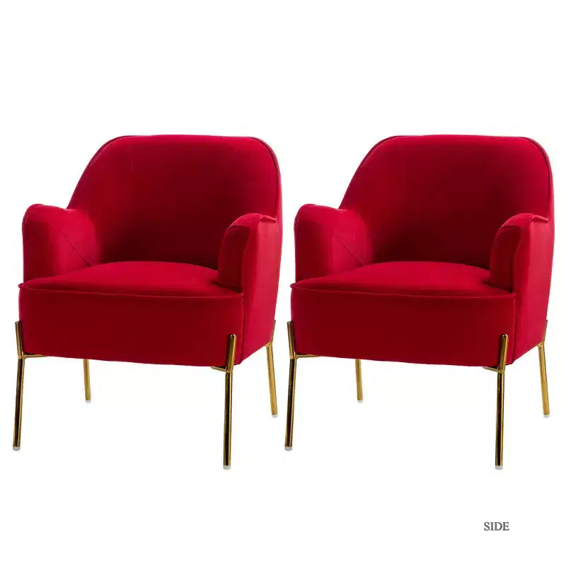 Odo comfortabele accentfauteuil van fluweel voor de woonkamer, met gestoffeerde, gevoerde zitting, set van 2 | Karat Home