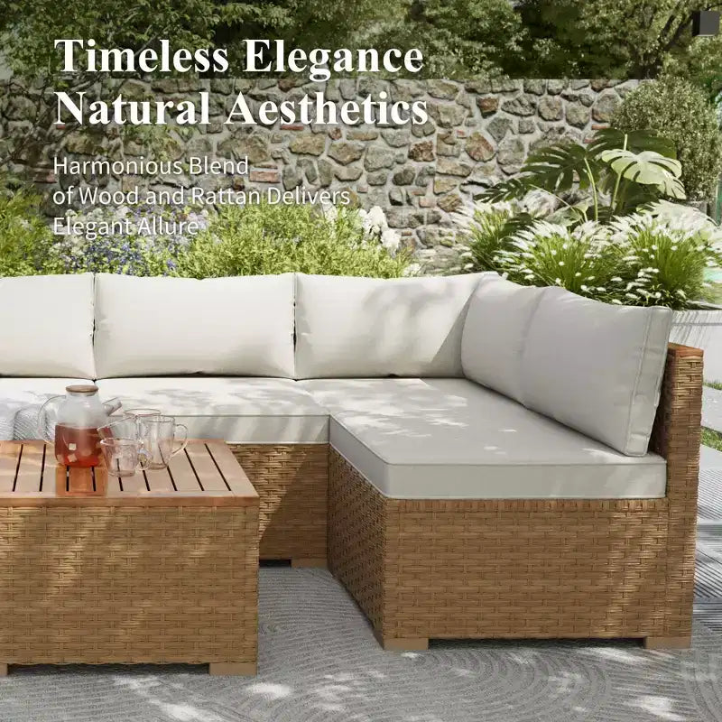 Captiva Designs Outdoor-Loungegruppe aus Korbgeflecht für Garten und Hinterhof
