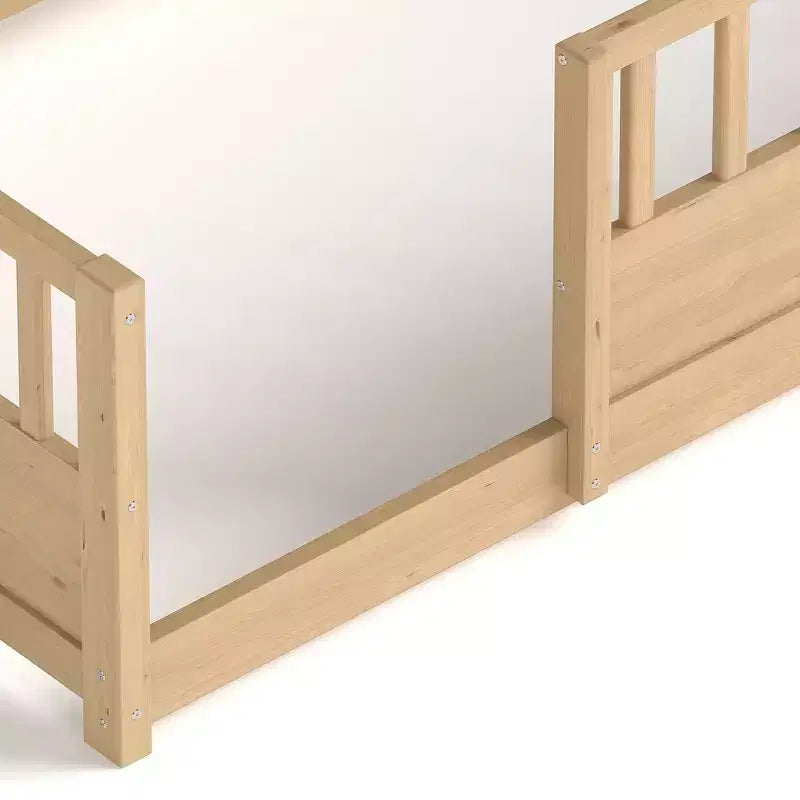 GDFStudio Cissie modern vloerbed van grenenhout met veiligheidsrand en opbergruimte aan de zijkant