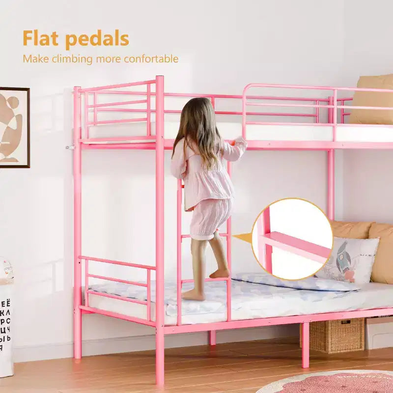 Lit superposé en acier Karl Home, 1 place au-dessus d’une place, avec échelle, pour chambre ou dortoir, enfants et adultes