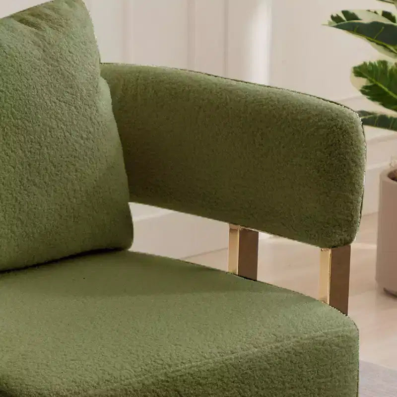 Set van 2 moderne gestoffeerde fauteuils met gouden metalen poten voor woonkamer, slaapkamer of kantoor