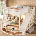 Lit mezzanine Bellemave avec tête de lit rembourrée et étagères de rangement, cadre en bois massif avec échelle et toboggan pour enfants