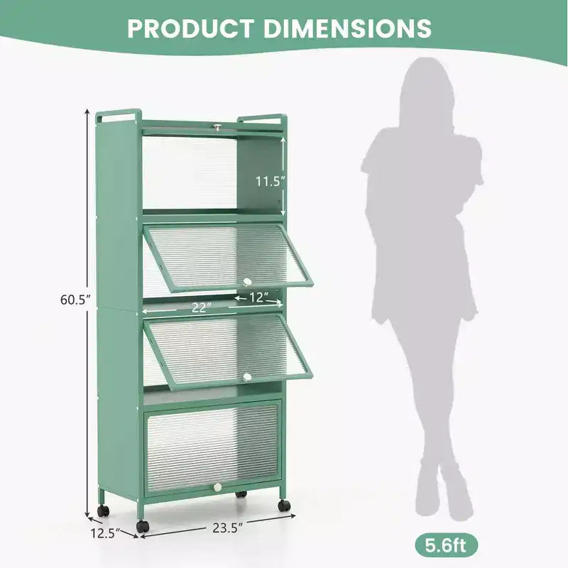 Étagère de cuisine Costway à 5 niveaux avec placard de rangement, support mobile pour micro-ondes et portes relevables, blanc/noir/gris/vert