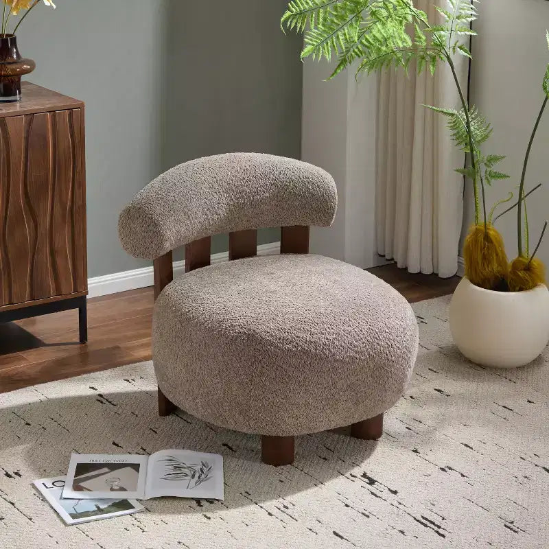 Christopher Knight Home Gareth Moderner Akzent-Slipperstuhl aus Holz mit Bouclé-Polsterung
