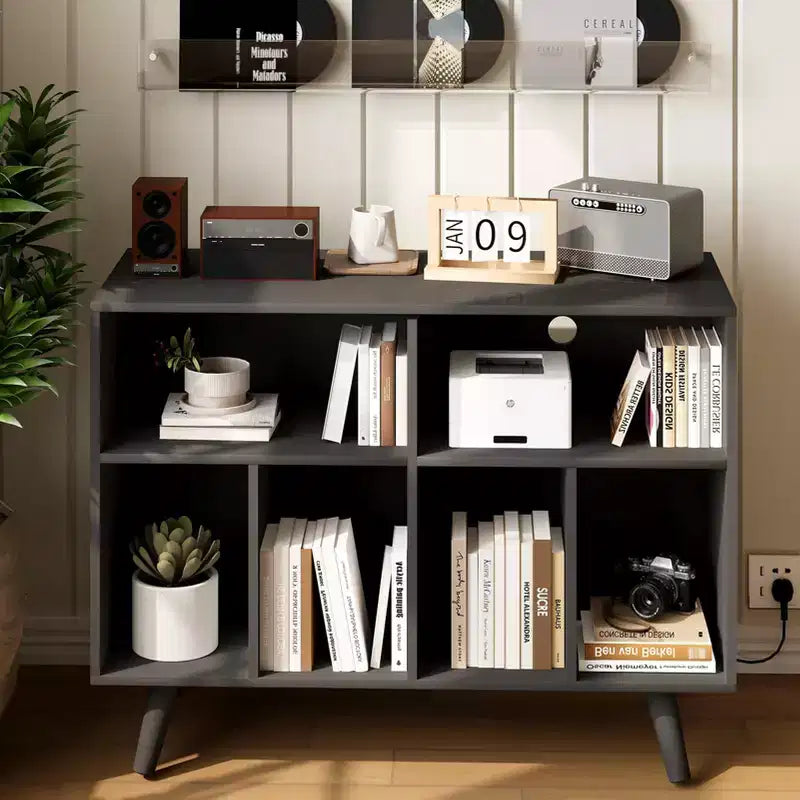 COZONY platenspelermeubel met vinylopslag, decoratieve boekenkast en platenspelerstandaard van 39.5, geschikt voor maximaal 350 platen, voor de woonkamer