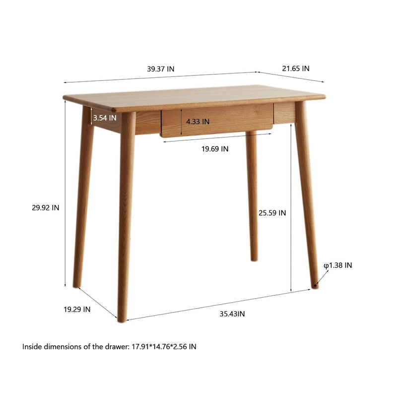 Bureau van massief hout met lade voor de primaire leefruimte