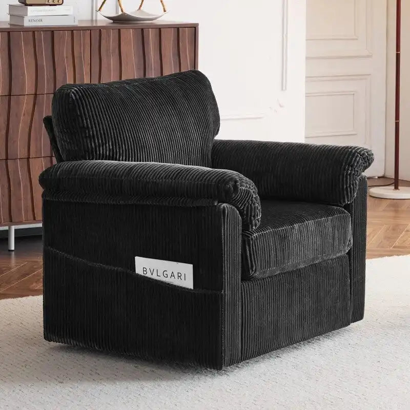 Fauteuil pivotant une place en velours côtelé de 33 pouces
