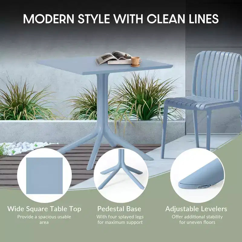 WestinTrends Playa modernes 5-teiliges Garten-Essgruppenset aus Kunstharz mit stapelbaren Garten-Esszimmerstühlen