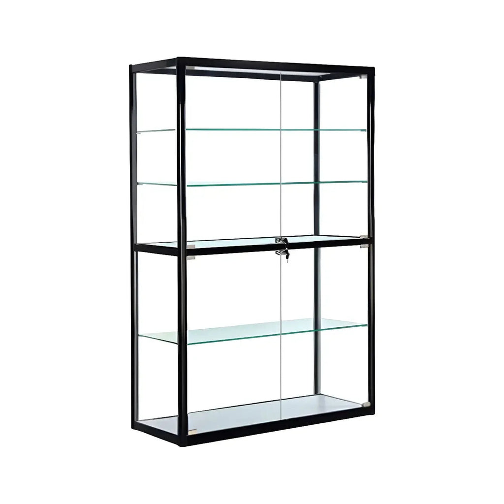 Moderner rechteckiger Vitrinenschrank aus schwarzem Glas