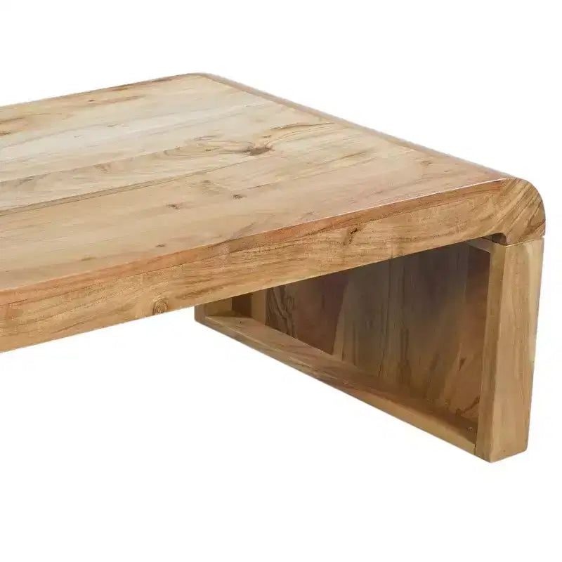 Couchtisch „Royal Hampton“ aus handgefertigtem, naturbelassenem Akazienholz mit rechteckiger, geschwungener Wasserfallkante, 36 Zoll