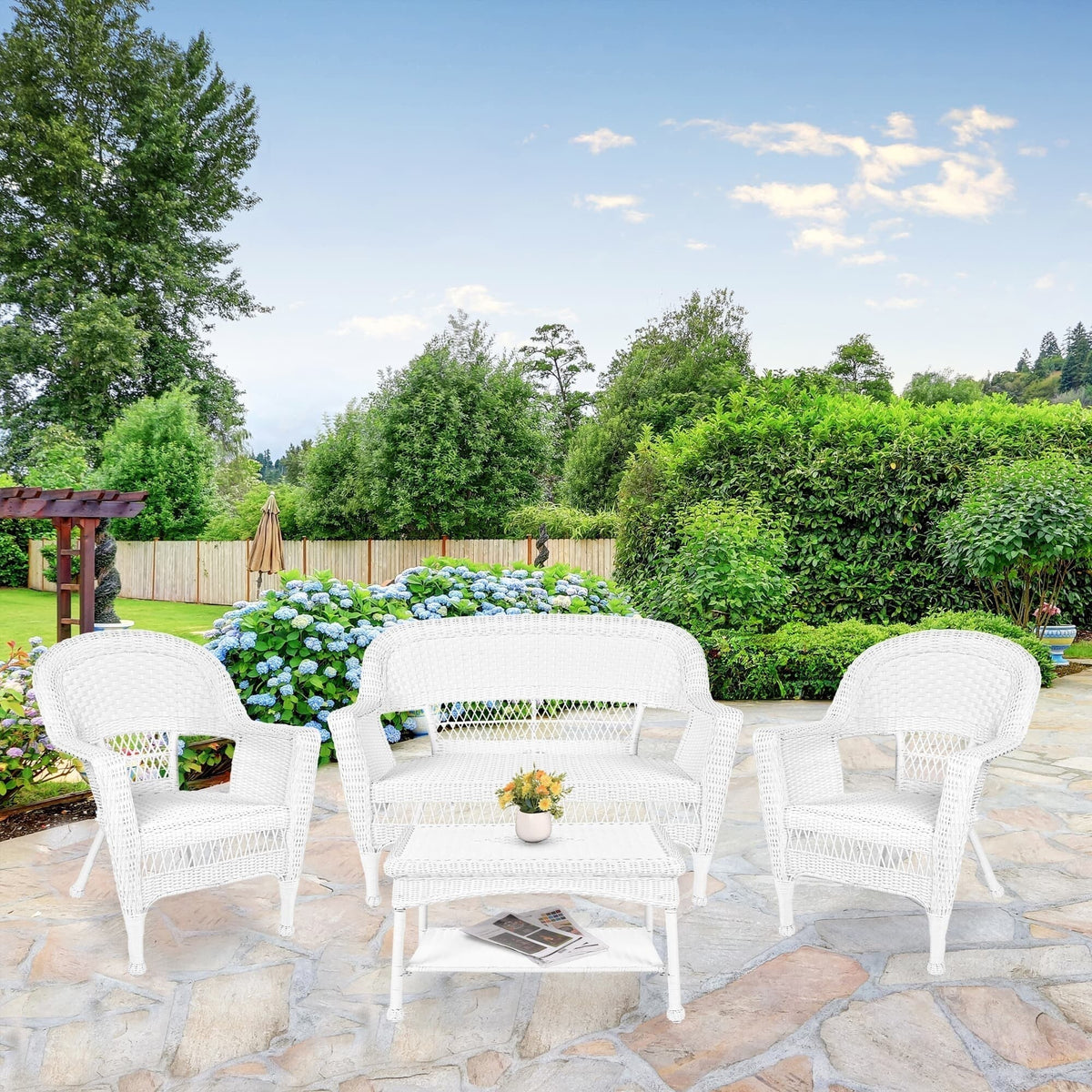 4-teiliges Gesprächsset aus Rattan für die Terrasse