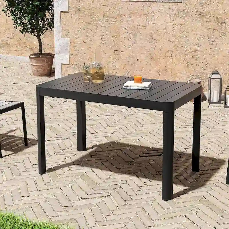 Ensemble de salle à manger d'extérieur en aluminium de 5/7 pièces, avec chaises empilables et table extensible