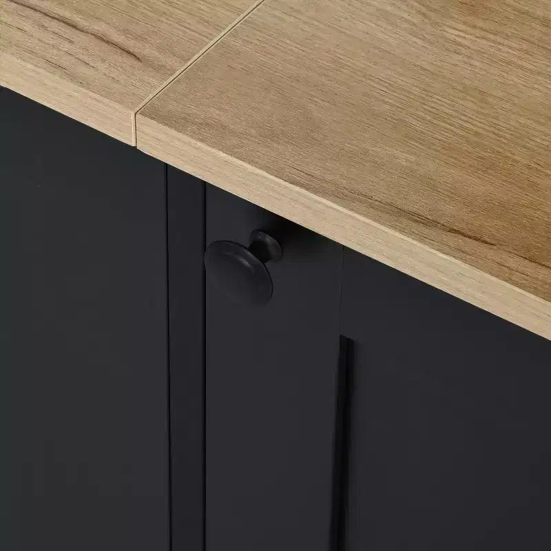 Whisen 91 Medienkonsole, geschwungene Entertainment-Center-Wandeinheit, TV-Schrank im Landhausstil mit Bücherregal in Holzoptik für Fernseher bis zu 70