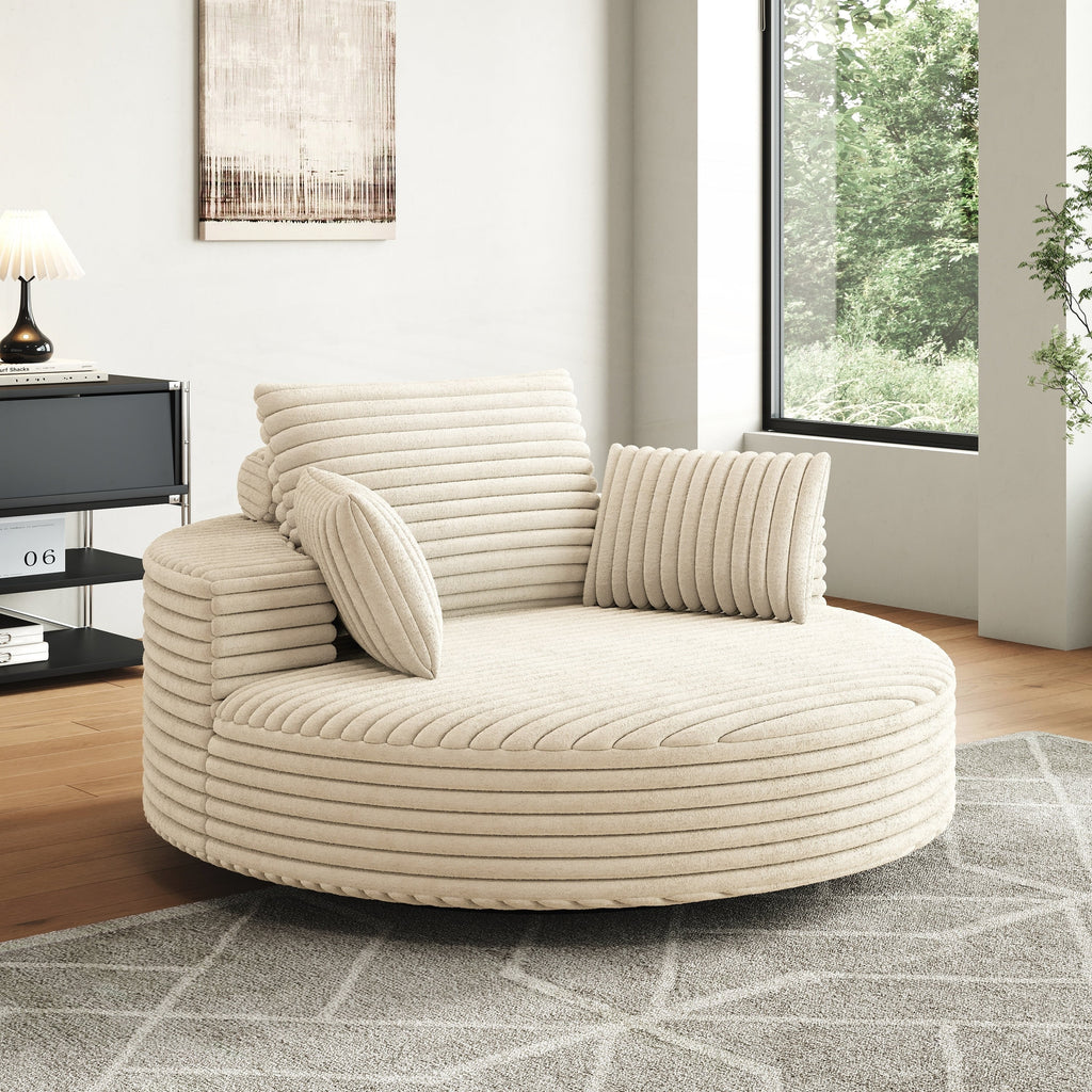Einzelsessel mit Cord-Chenille-Bezug und Schaumstoffpolsterung, drehbar