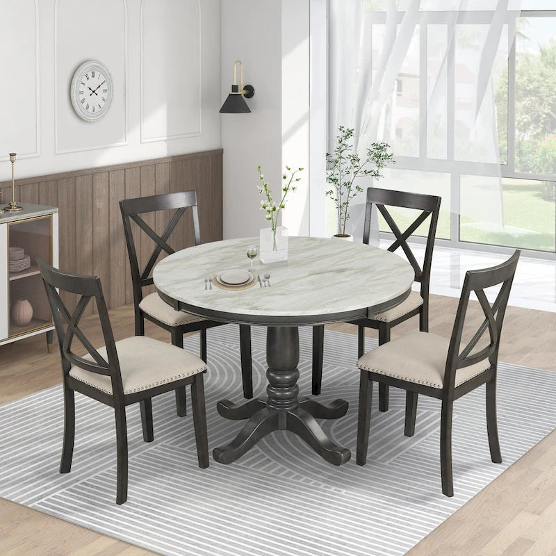 Eetkamertafel met stoelen, set van 5 stuks voor 4 personen