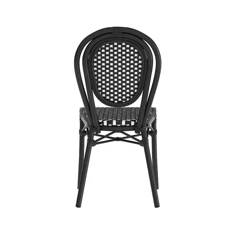 Flash Furniture Lourdes Bistro-Stapelstuhl im Thonet-Stil für den gewerblichen Innen- und Außenbereich, PE-Rattan und Aluminiumgestell