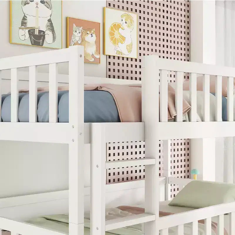 Letto a castello triplo per bambini, con tre letti singoli sovrapposti e separabili, scala e spondine, convertibile in 3 letti