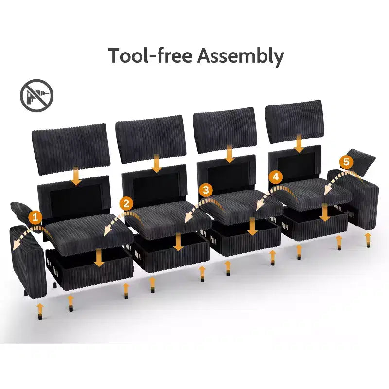 Modulares Cordsofa von Dyonery mit waschbaren Bezügen