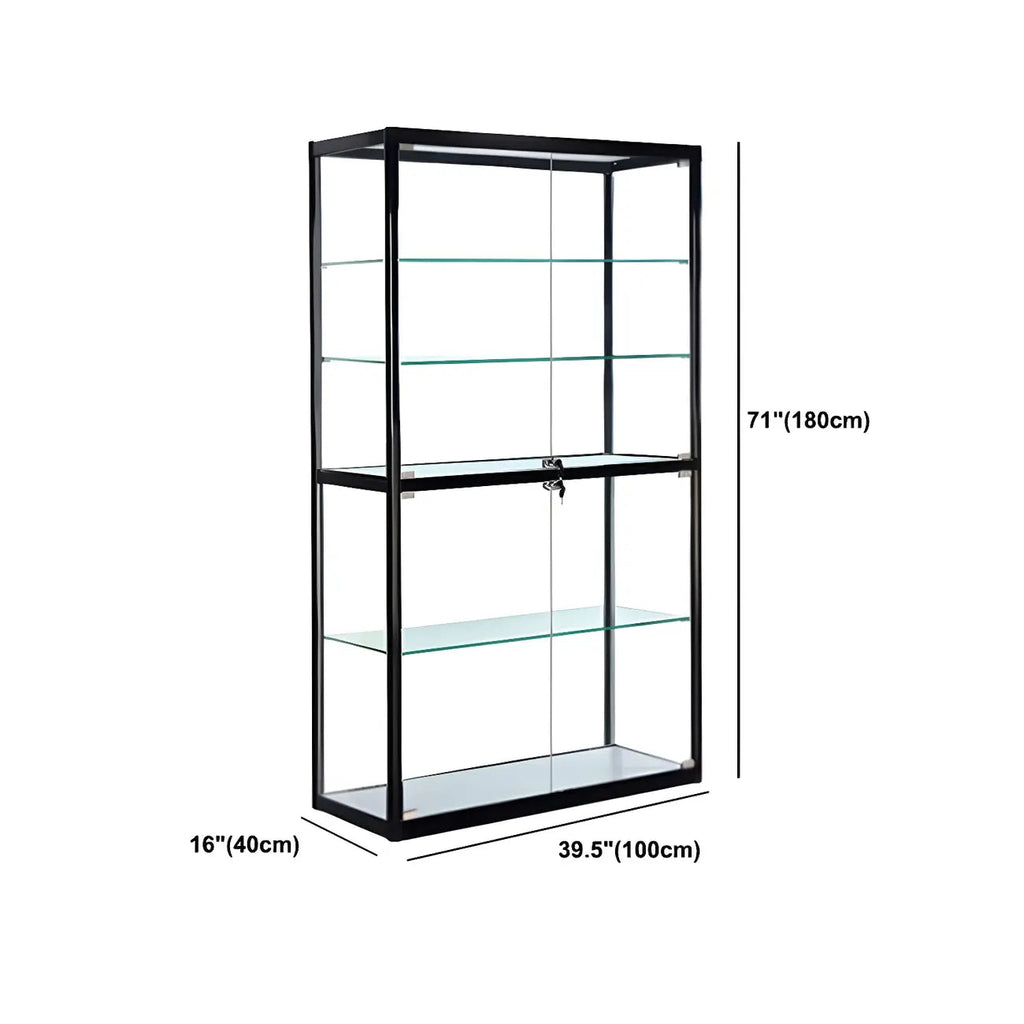 Moderner rechteckiger Vitrinenschrank aus schwarzem Glas