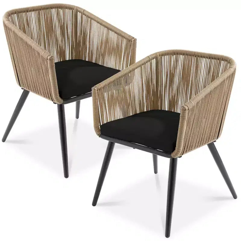 Best Choice Products Set aus 2 Garten-Esszimmerstühlen mit geflochtenem Korbgeflecht, Belastbarkeit 250lb