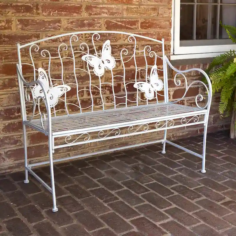 Alpine Corporation klassieke metalen tuinbank voor 2 personen, 44 l, voor binnen en buiten