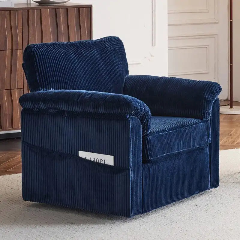 Fauteuil pivotant une place en velours côtelé de 33 pouces