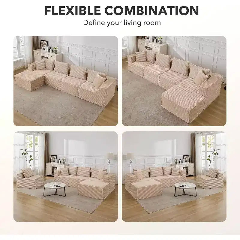 Canapé modulaire nuage de 107/ 137, canapé profond sans structure, canapé convertible confortable pour le sol avec poufs et mousse à mémoire de forme