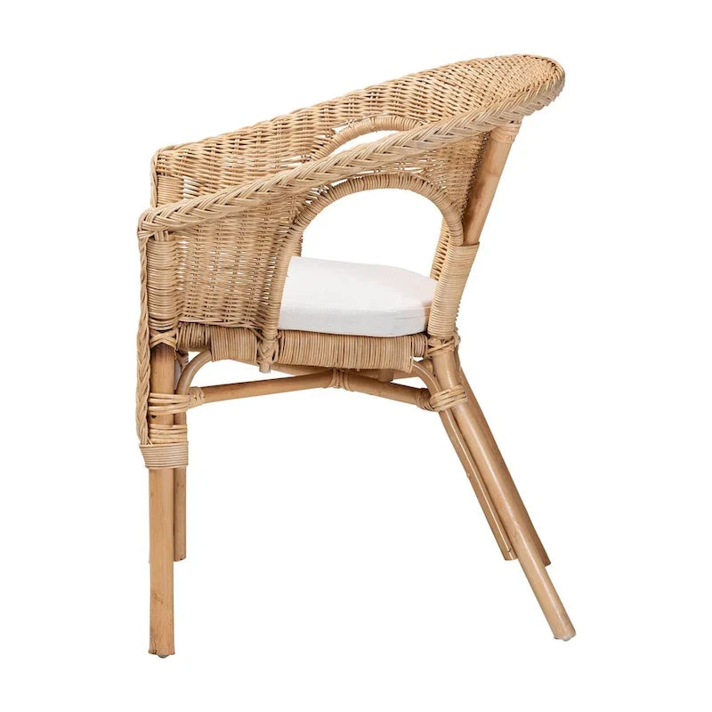 Sedia da pranzo Abbey in rattan naturale, stile boho moderno